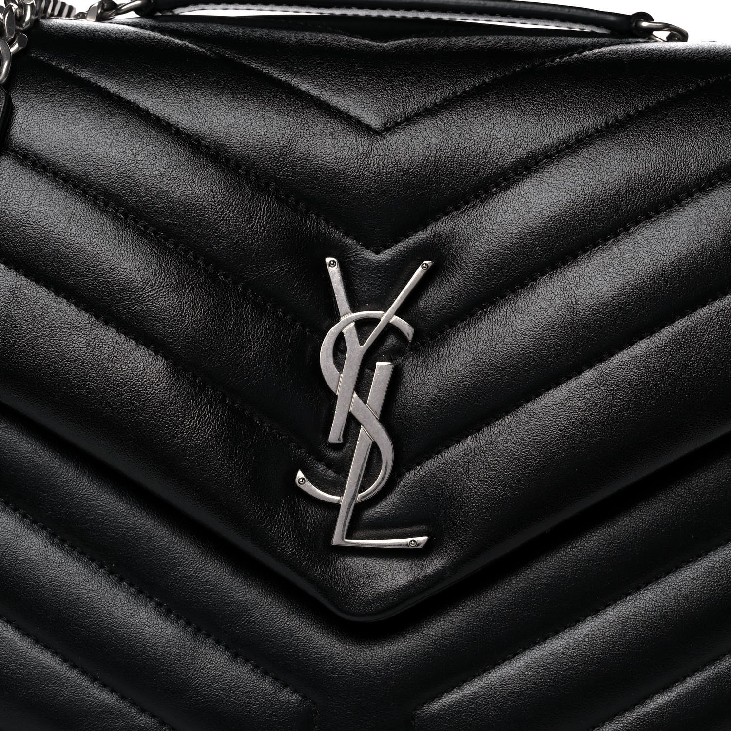 Saint Laurent Calfskin Y Quilted Monogram Medium Loulou Chain Satchel Black 8 of 16