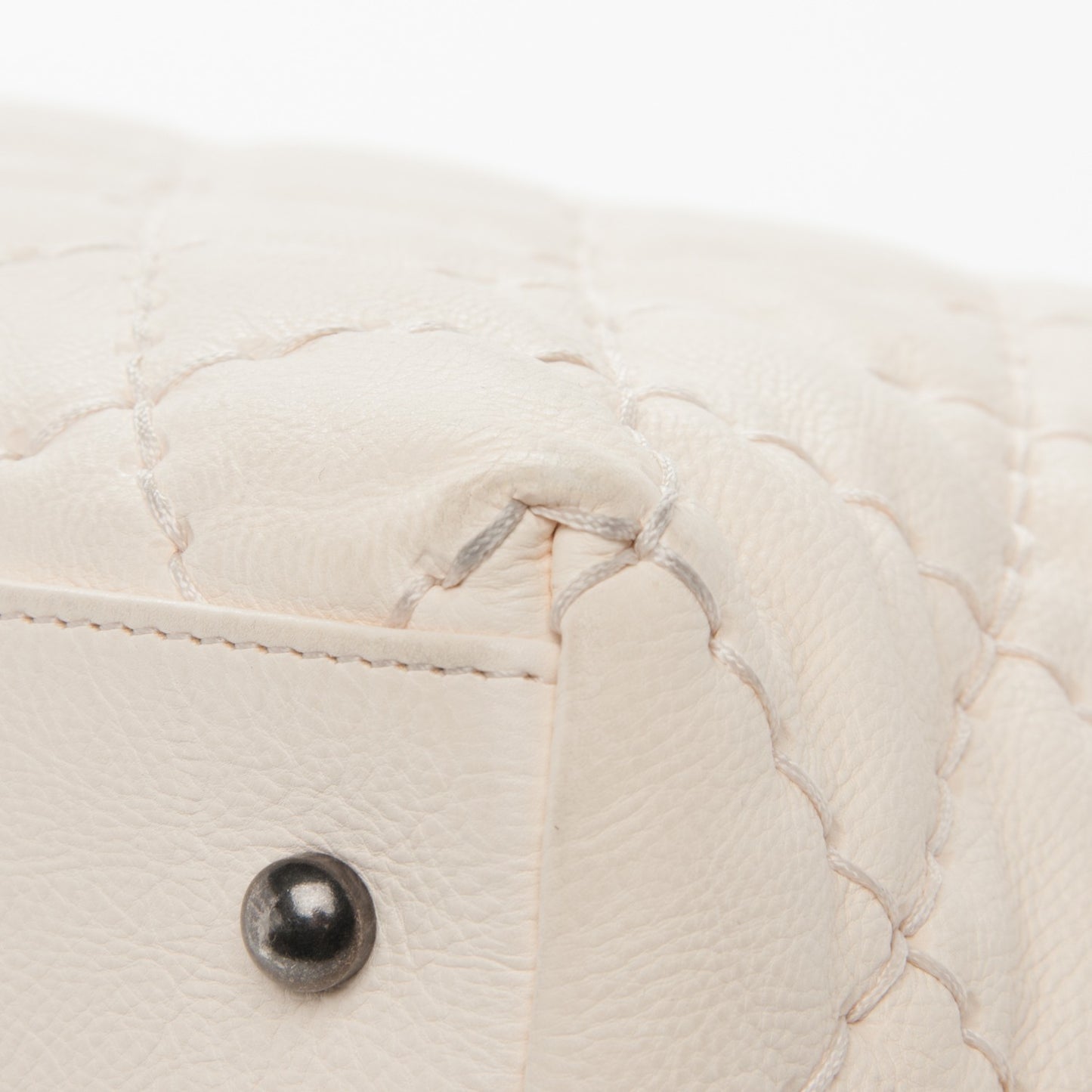 Calfskin Ultimate Stitch Shopping Tote White
