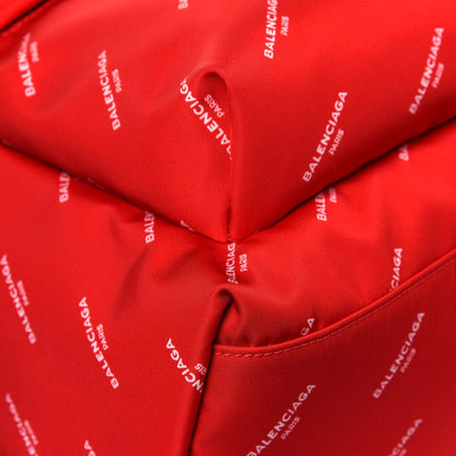 Balenciaga Twill Nylon Allover Logo Print Explorer Backpack Rouge Vermillion White 8 of 11