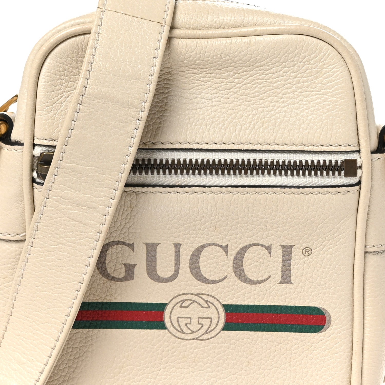 Gucci Grained Calfskin Mini Logo Messenger Bag White 9 of 12