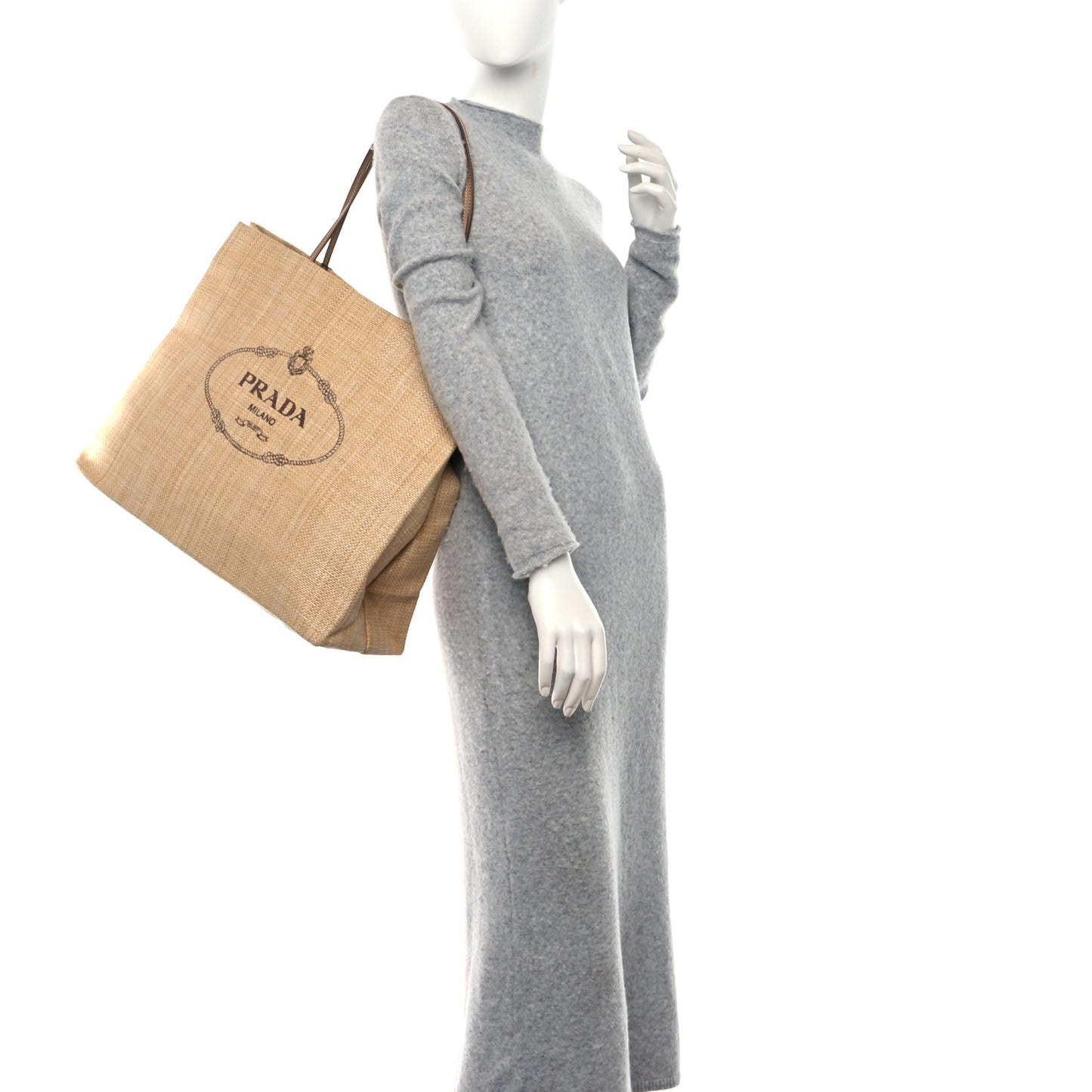 Raffia Logo Tote Naturale