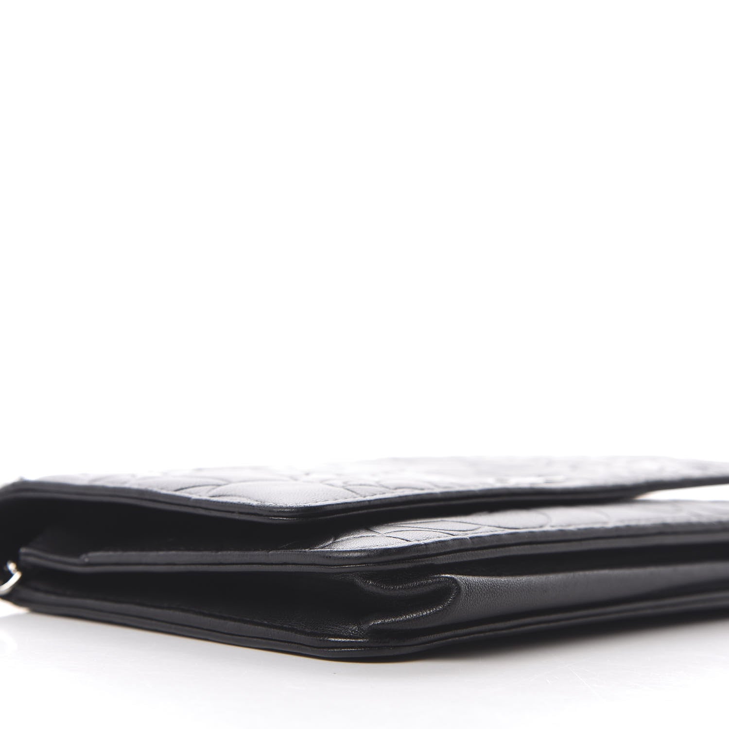 Chanel Lambskin Camellia Embossed Wallet on Chain WOC Black 6 of 10