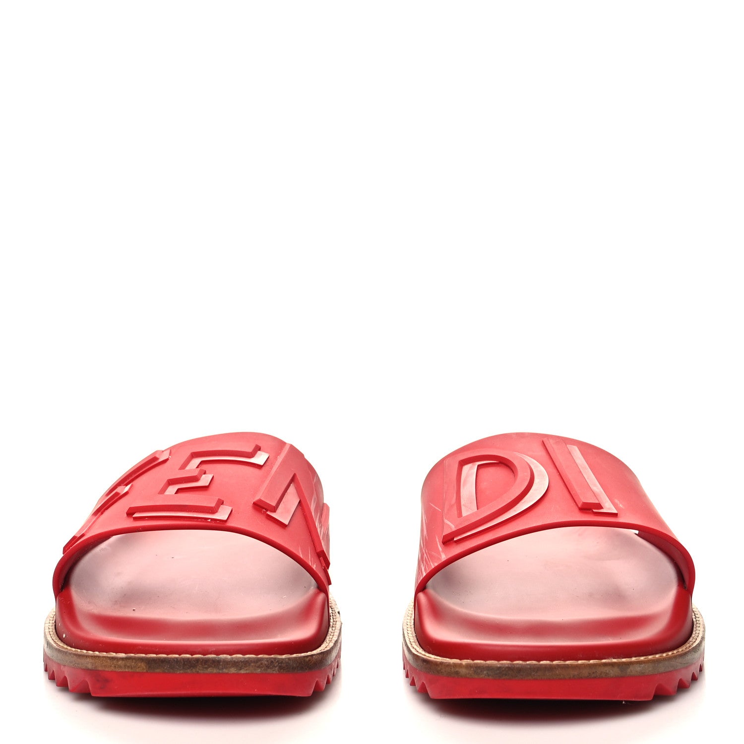 Fendi PVC Logo Mens Slide Sandals 10 Rosso 2 of 8
