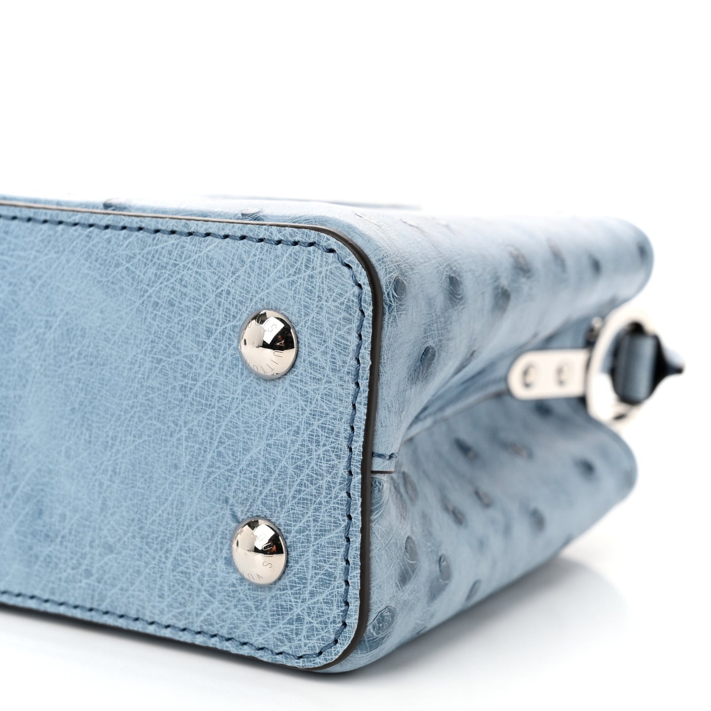 Ostrich Capucines Mini Blue Denim