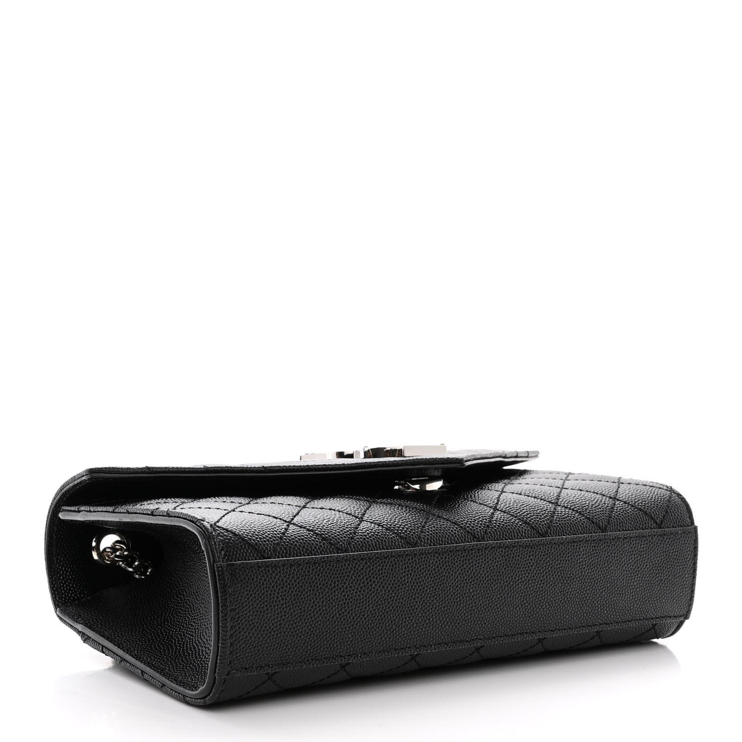 Grain De Poudre Textured Mixed Matelasse Triquilt Small Monogram Satchel Black