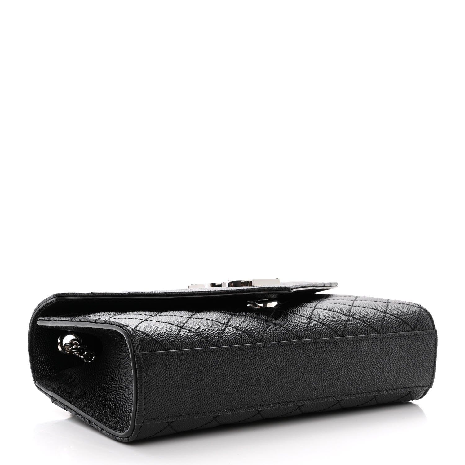 Saint Laurent Grain De Poudre Textured Mixed Matelasse Triquilt Small Monogram Satchel Black 4 of 10