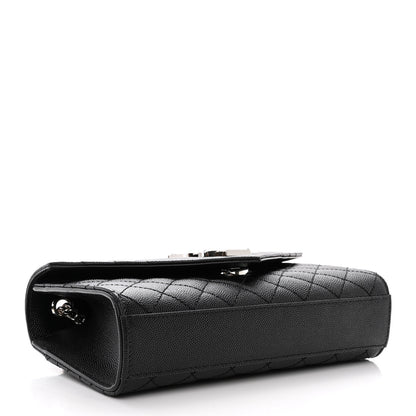 Saint Laurent Grain De Poudre Textured Mixed Matelasse Triquilt Small Monogram Satchel Black 4 of 10