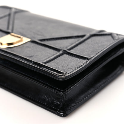 Christian Dior Crinkled Calfskin Diorama Wallet on Chain Pouch Black 9 of 11