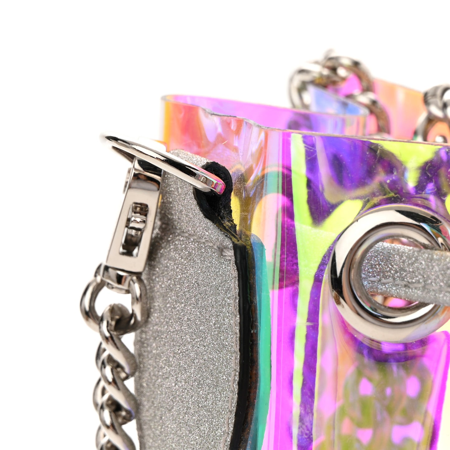 PVC Iridescent Marie Jane Studded Bucket Silver