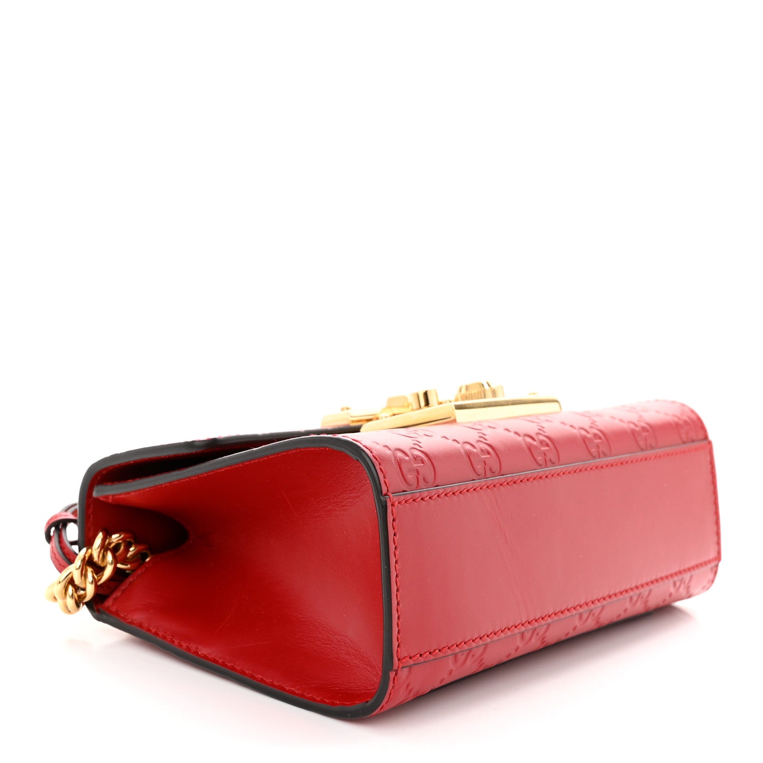 Gucci Guccissima Small Padlock Shoulder Bag Hibiscus Red 4 of 15