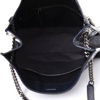 Saint Laurent Crinkled Calfskin Matelasse Monogram Medium Niki Shopper Tote Deep Marine 4 of 4