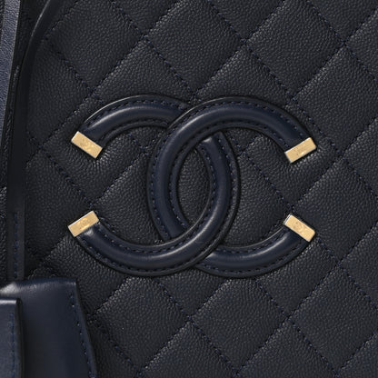Chanel Caviar Quilted Medium CC Filigree Vanity Case Navy 8 of 10