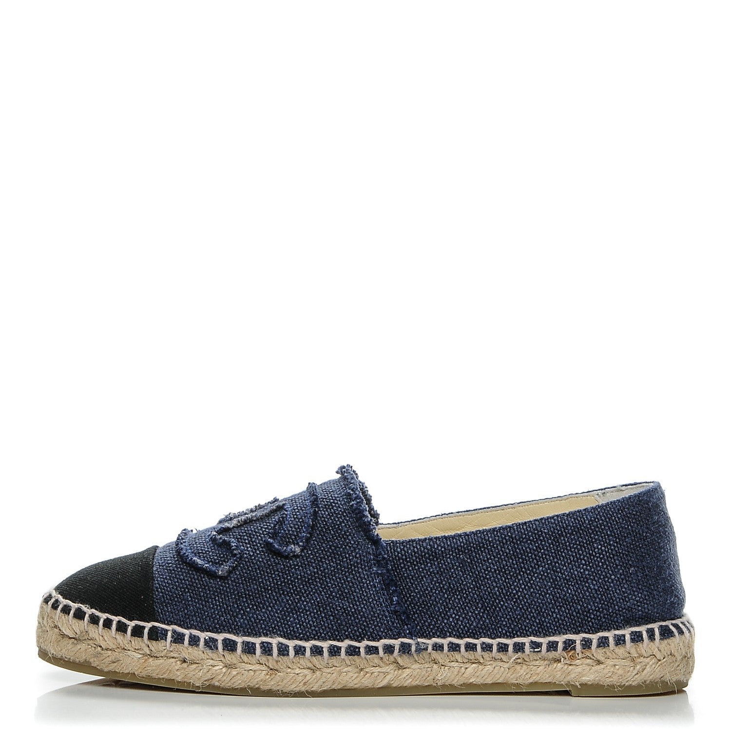 Balenciaga CHANEL Linen CC Espadrilles 38 Navy Black 1 of 7