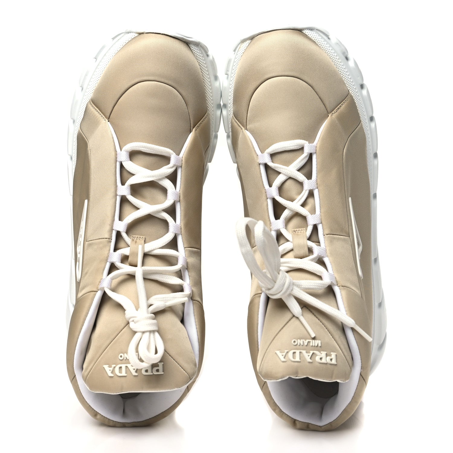 Prada Re-Nylon Gabardine Rubber Triangle Logo Quilted Mens Rush Piuma 50mm Mid Sneakers 39.5 Deserto 2 of 10
