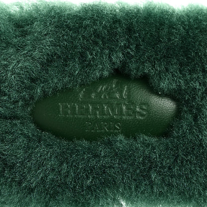 Hermes Woolskin Oran Sandals 37.5 Vert Anglais 9 of 10
