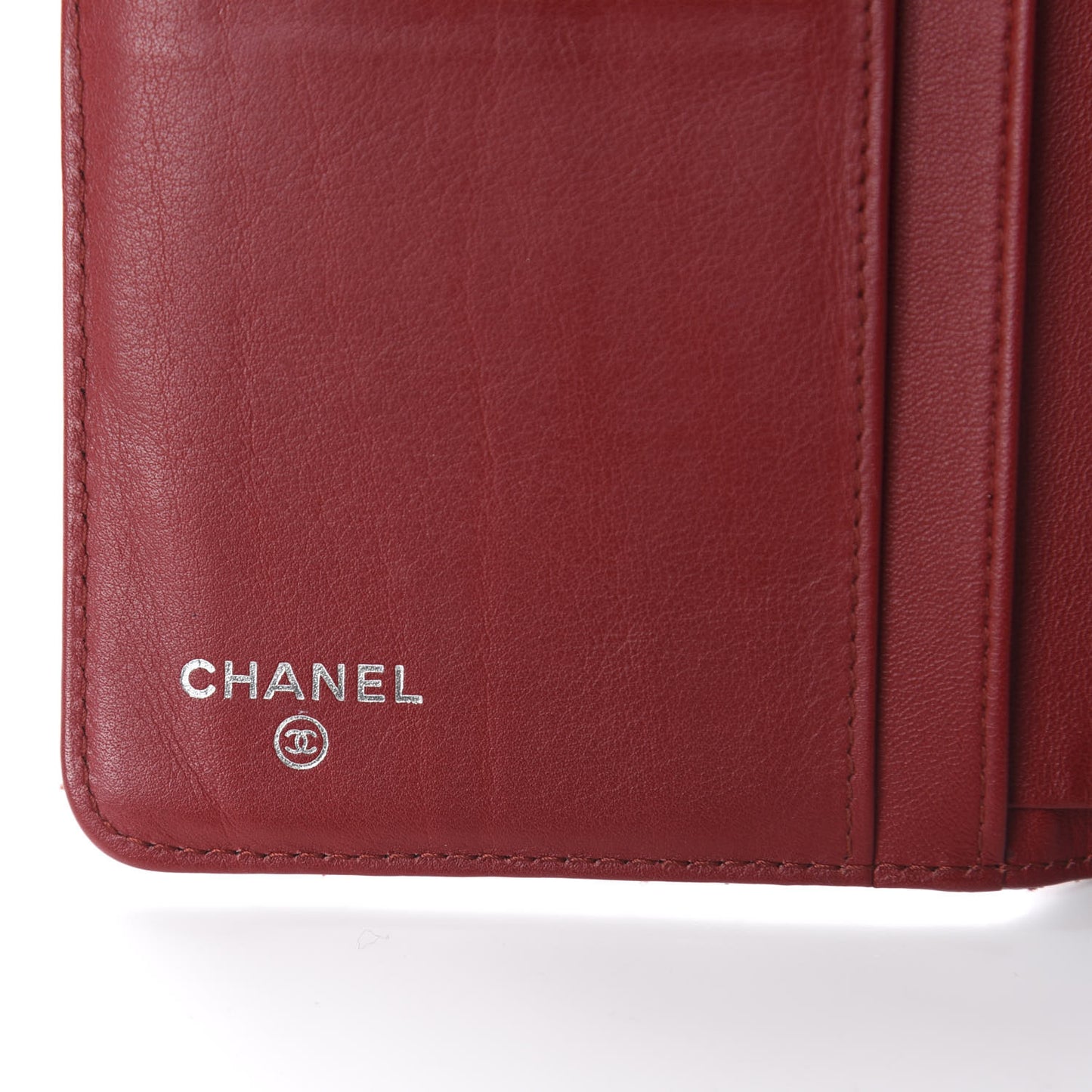 Patent Quilted Brilliant Zipped Pocket Wallet Dark Red