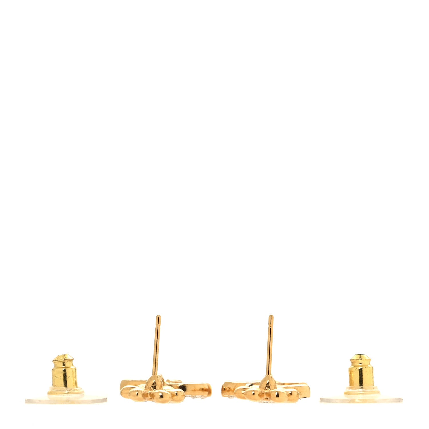 Chanel Crystal CC Flower Drop Earrings Gold 3 of 5