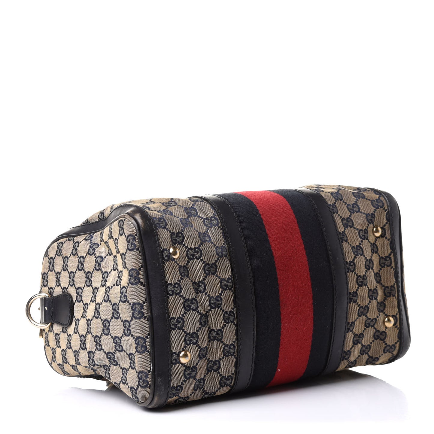 Monogram Selleria Calfskin Vintage Web Medium Boston Beige Blue