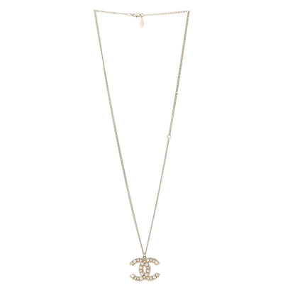 Chanel Pearl Crystal CC 100th Anniversary Pendant Necklace Light Gold 3 of 6