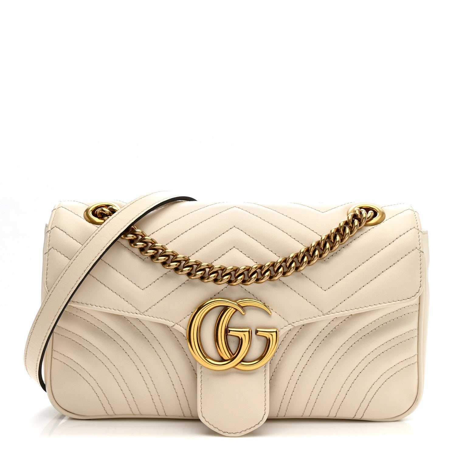 Gucci Calfskin Matelasse Small GG Marmont Shoulder Bag White 1 of 13