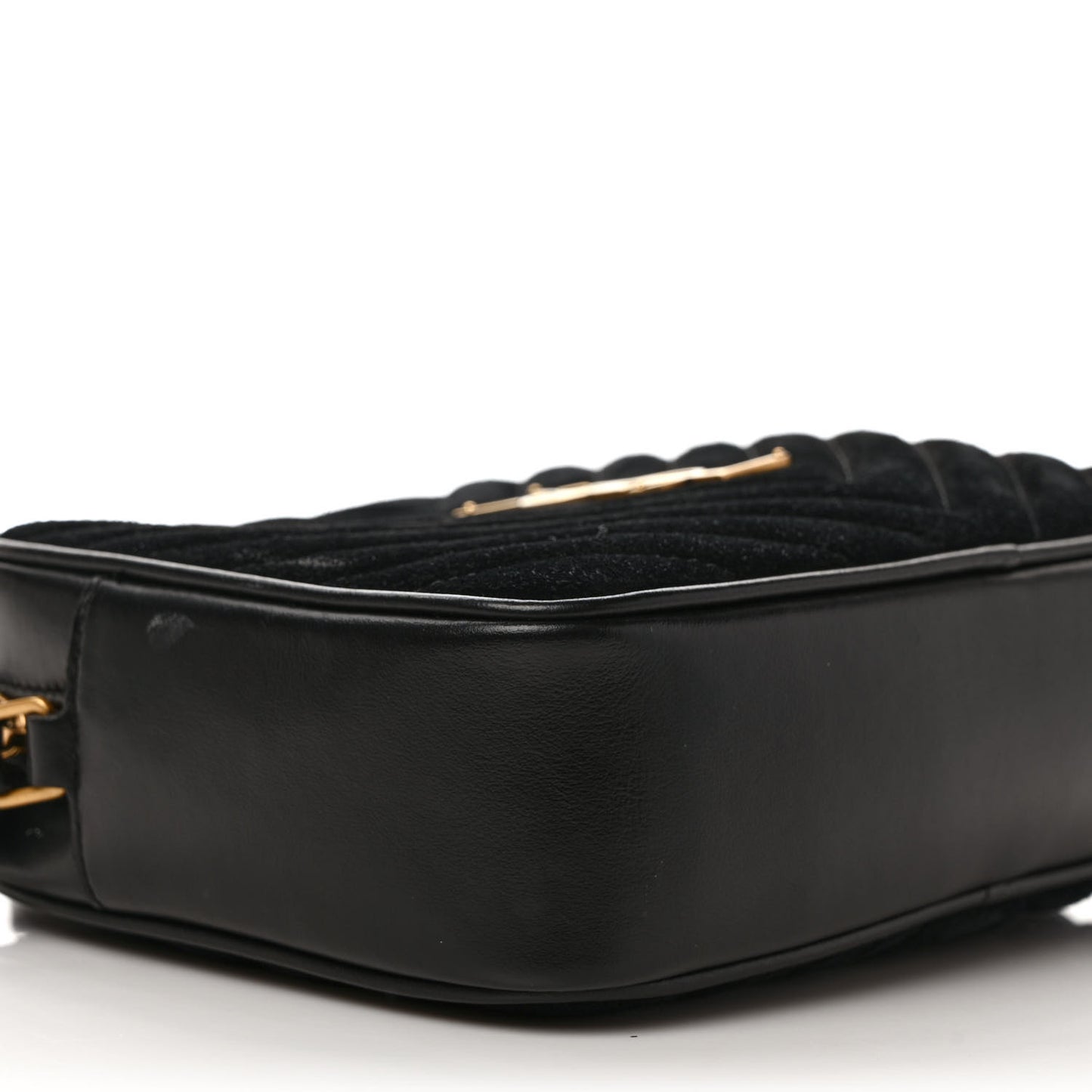 Suede Calfskin Monogram Lou Camera Bag Black