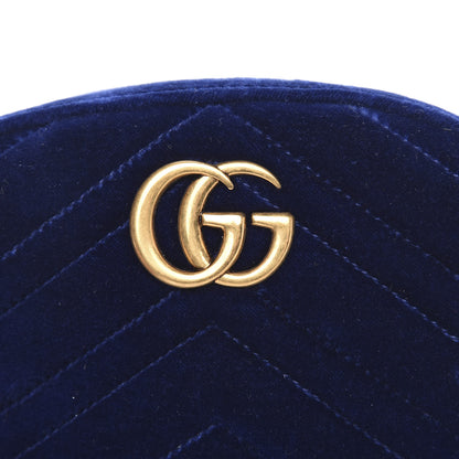 Gucci Velvet Matelasse GG Marmont Belt Bag 85 34 Cobalt Blue 8 of 10
