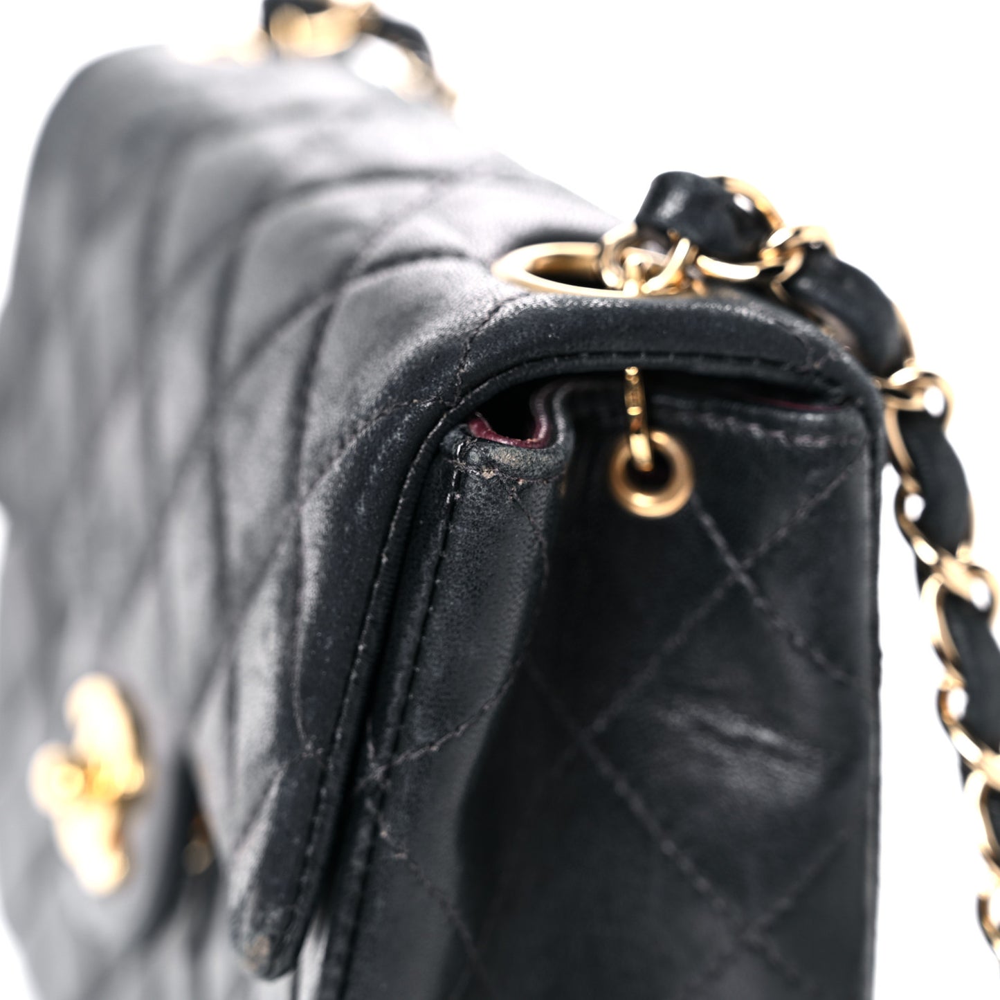 Lambskin Quilted Mini Square Flap Bag Black