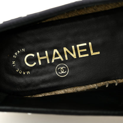 Chanel Neoprene Patent Calfskin Pearl CC Espadrilles 39 Black White 6 of 10