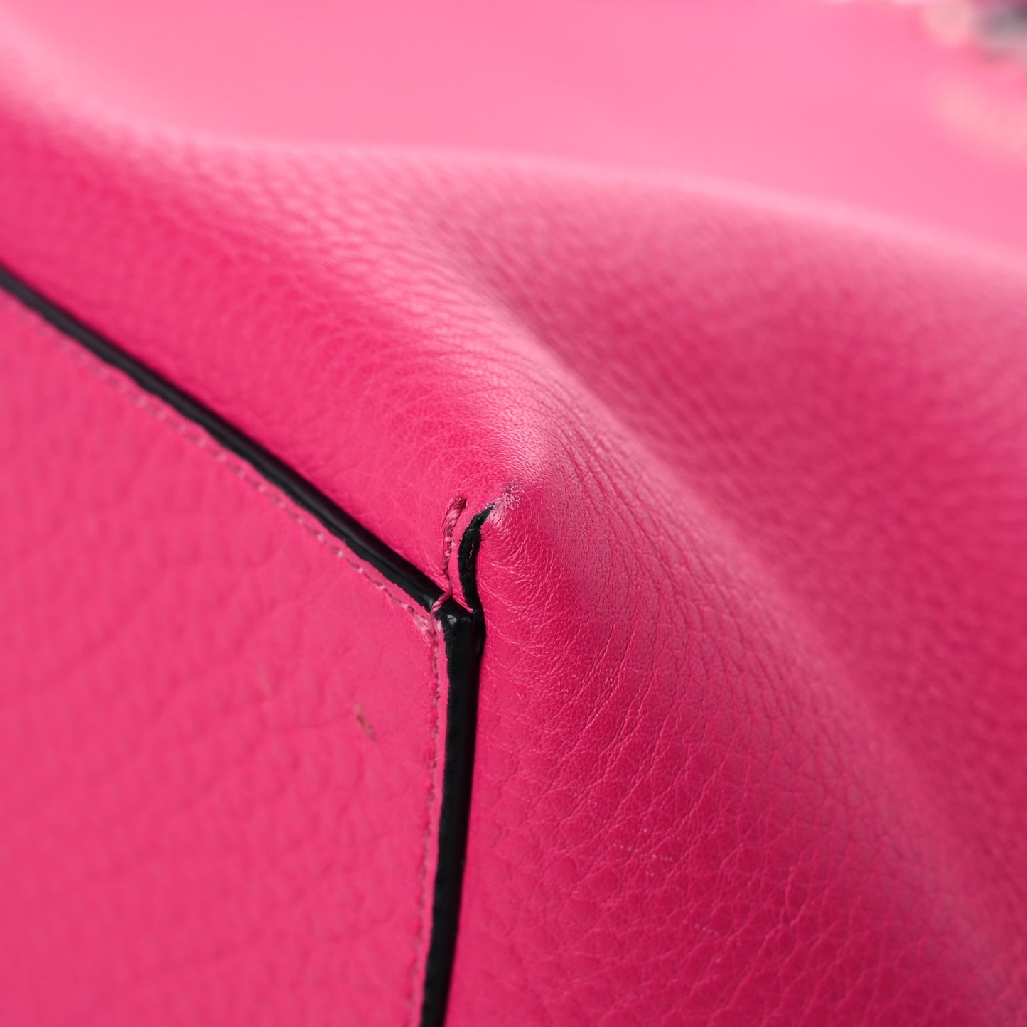Grained Calfskin Rockstud Shoulder Tote Peony