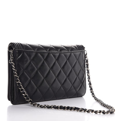 Chanel Lambskin Quilted Boy Wallet On Removable Chain WOC Black 3 of 9