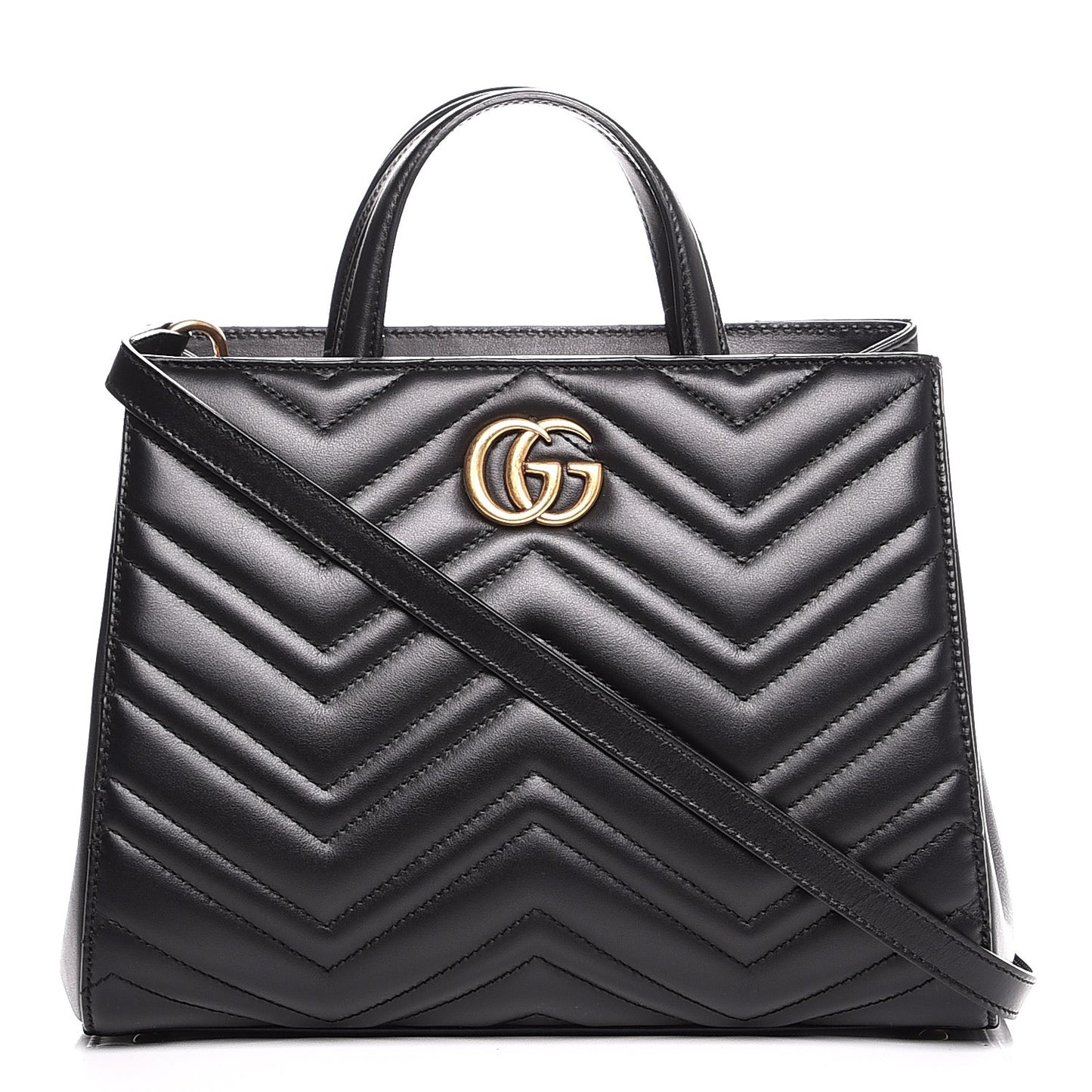 Calfskin Matelasse Small GG Marmont Tote Black