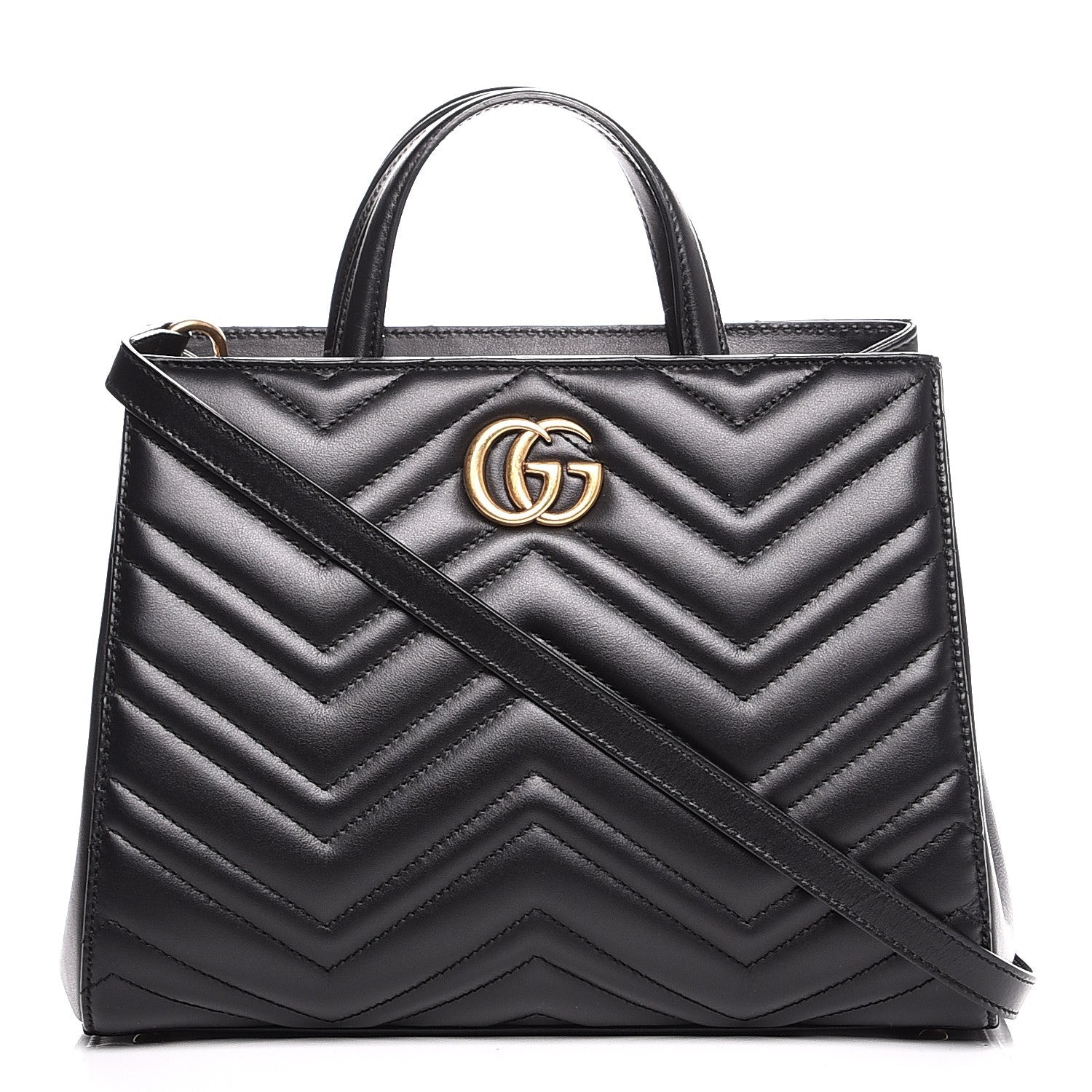 Gucci Calfskin Matelasse Small GG Marmont Tote Black 1 of 8