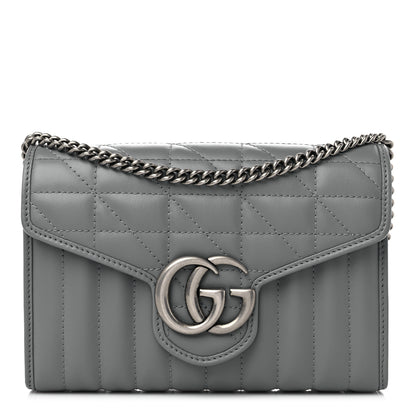 Gucci Calfskin Matelasse Aria GG Marmont Chain Wallet Deep Grey 1 of 10