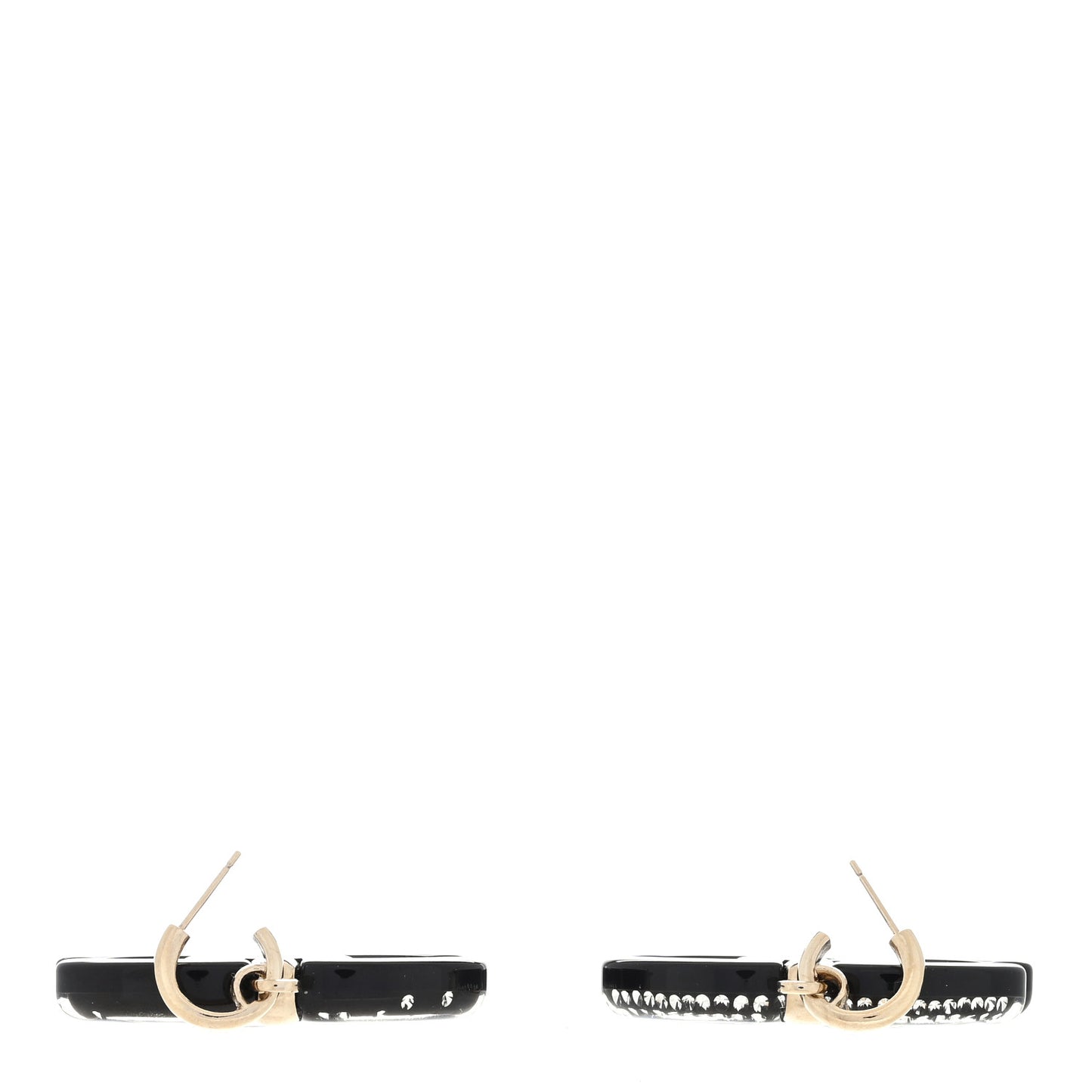 Resin Crystal CC Drop Earrings Black