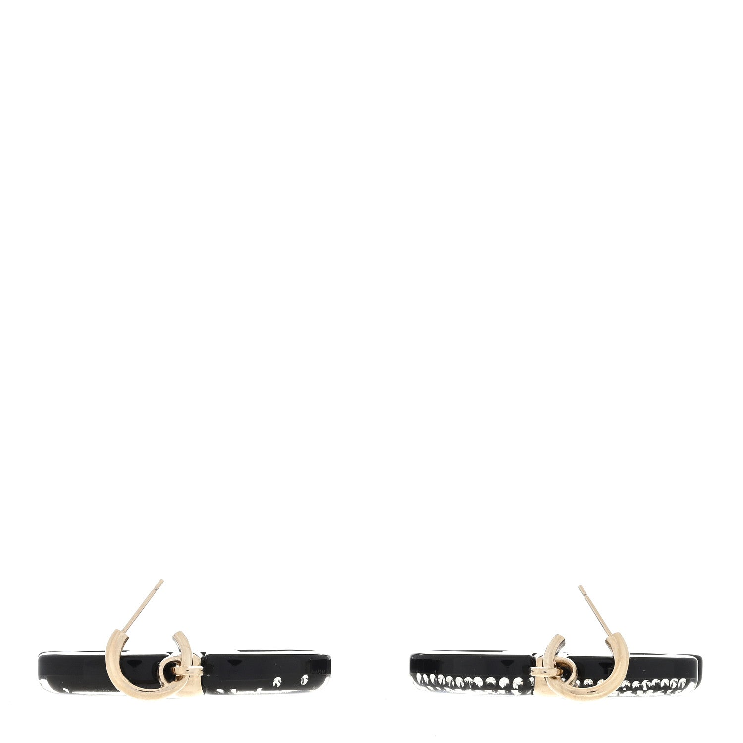 Chanel Resin Crystal CC Drop Earrings Black 3 of 4