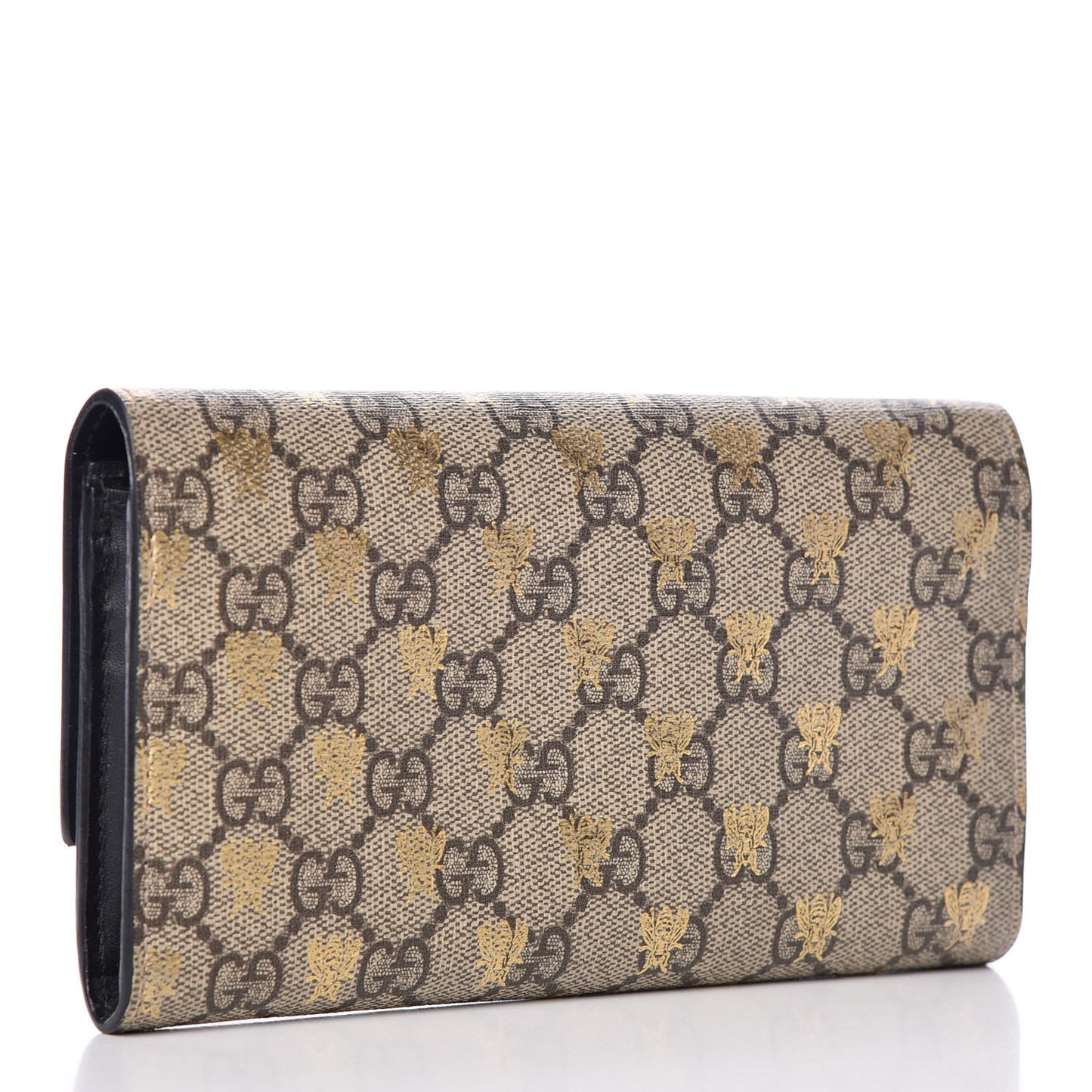 GG Supreme Monogram Bees Continental Wallet Beige Oro Black