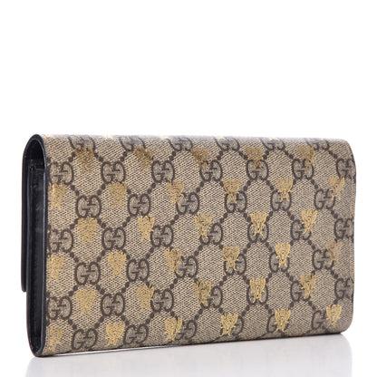 Gucci GG Supreme Monogram Bees Continental Wallet Beige Oro Black 3 of 12
