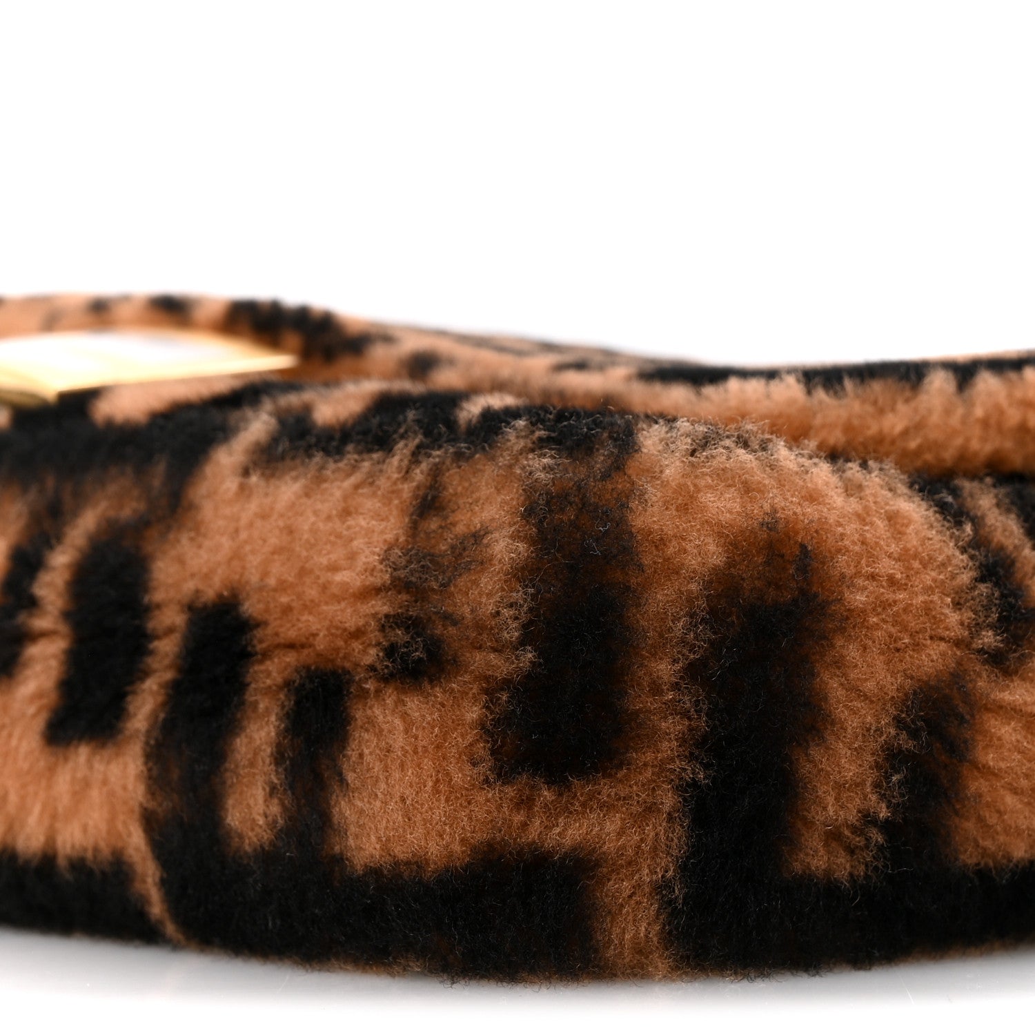 Fendi Shearling Vitello Dolce Macro FF 1974 Baguette Tobacco Black 10 of 10