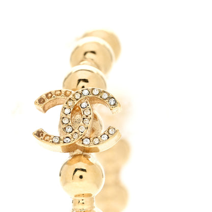 Chanel Crystal Bead CC Hoop Earrings Gold 5 of 6