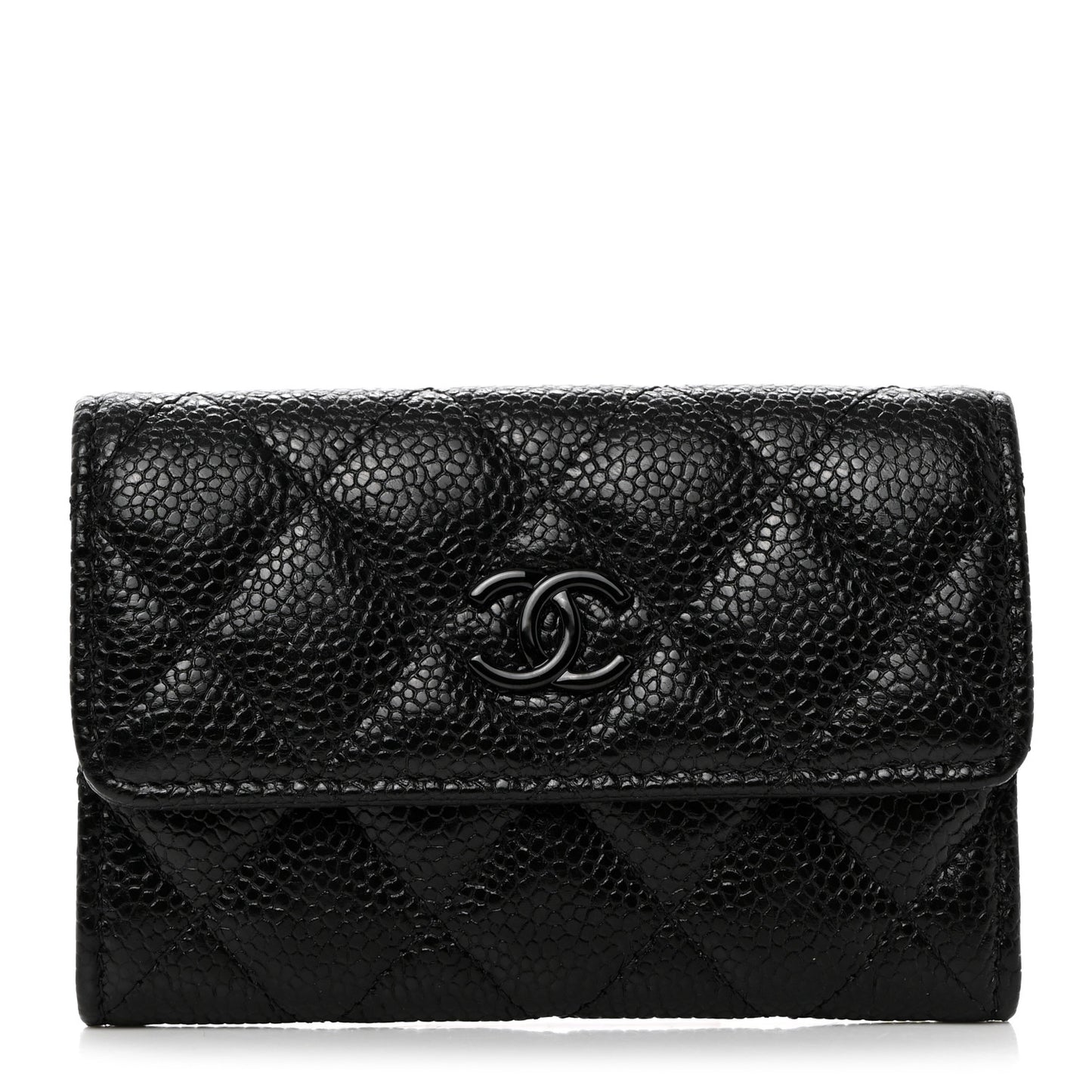 Caviar Quilted Incognito Flap Card Holder Black