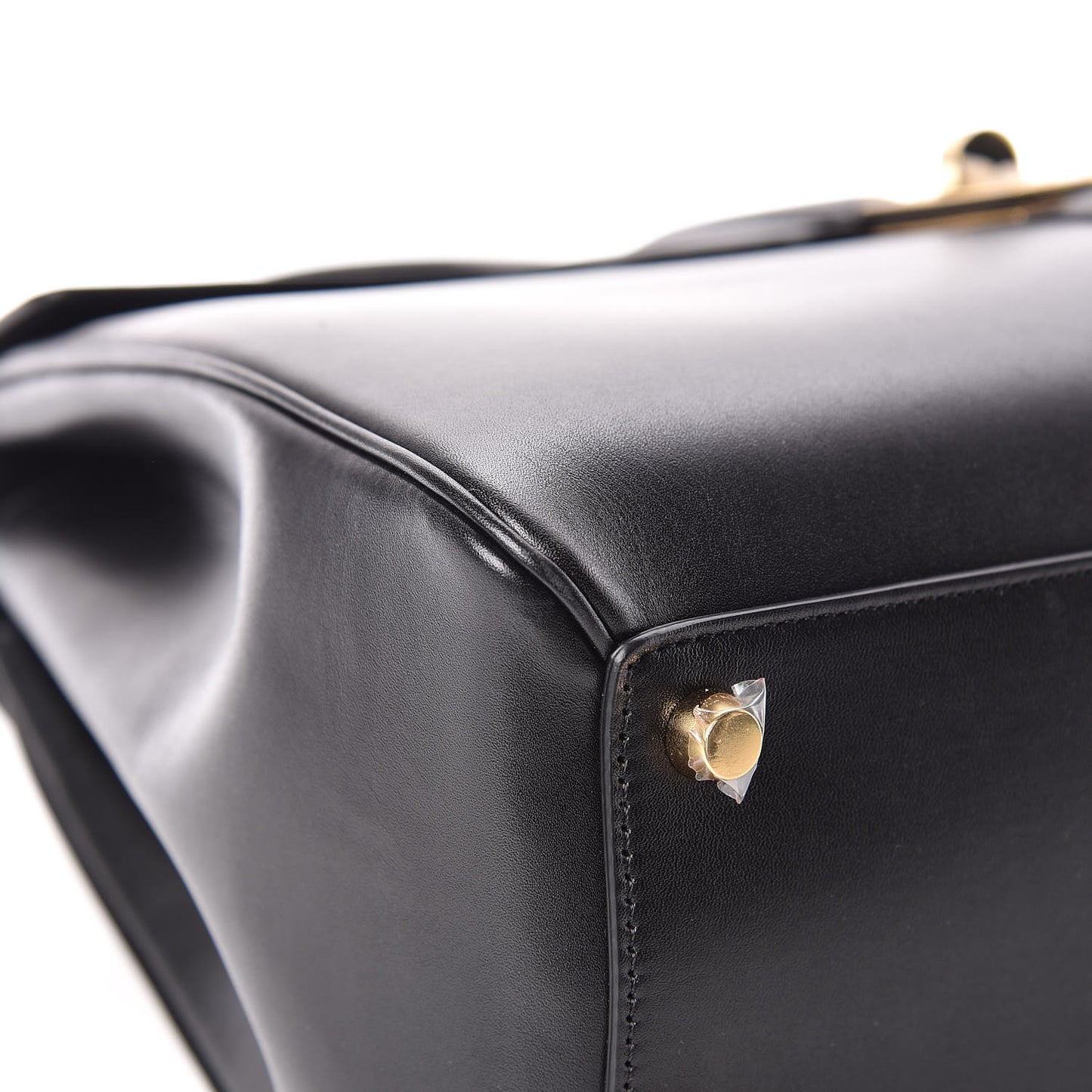 Satinated Calfskin Medium 16 Top Handle Bag Black