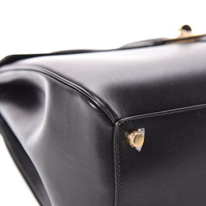 Celine Satinated Calfskin Medium 16 Top Handle Bag Black 11 of 14