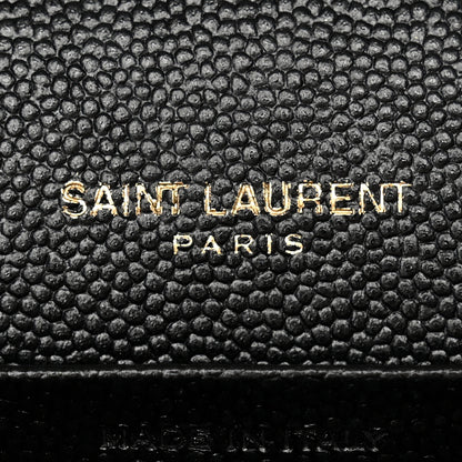 Saint Laurent Grain De Poudre Matelasse Chevron Monogram Chain Wallet Black 6 of 11
