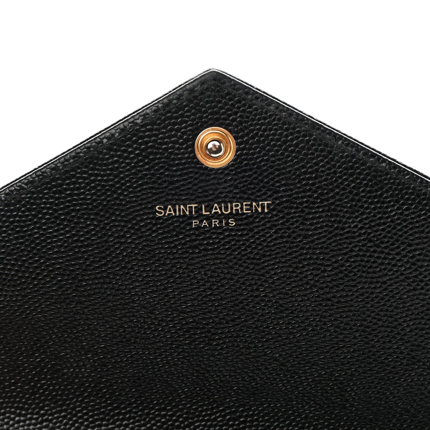 Grain De Poudre Matelasse Chevron Monogram Envelope Chain Wallet Black