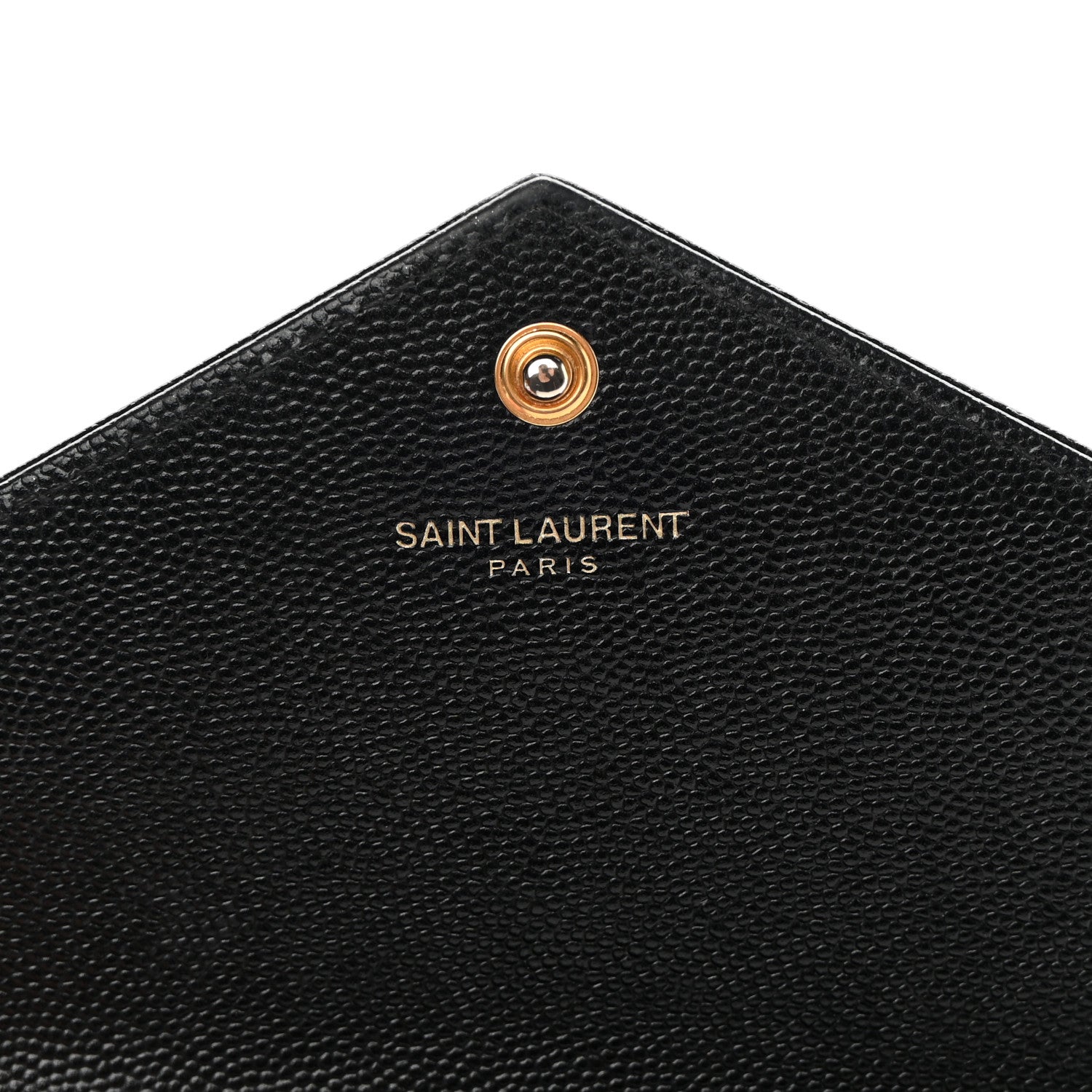 Saint Laurent Grain De Poudre Matelasse Chevron Monogram Envelope Chain Wallet Black 6 of 12