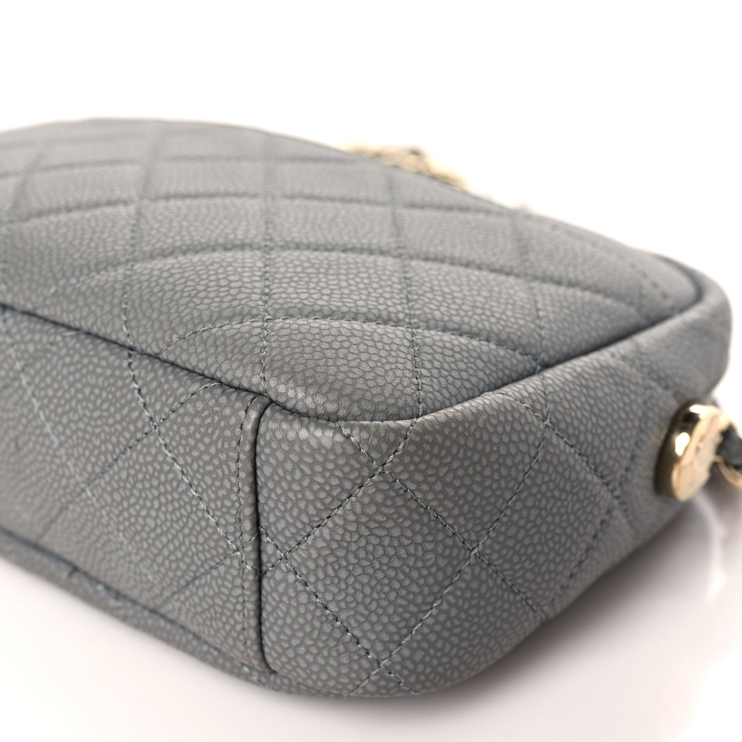 Caviar Quilted Coco Tassel Small Camera Case Grey