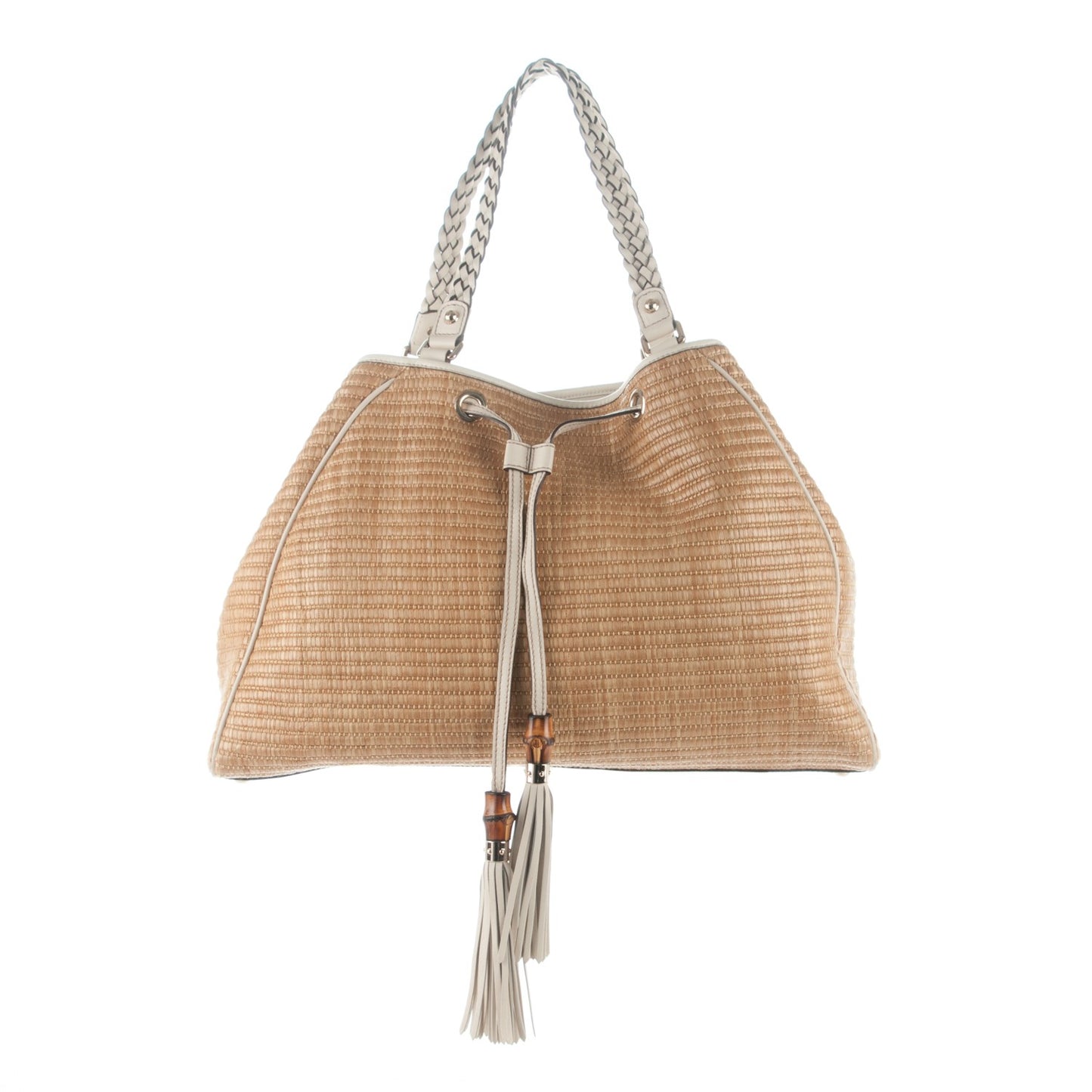 Straw Peggy Braided Tote Off White