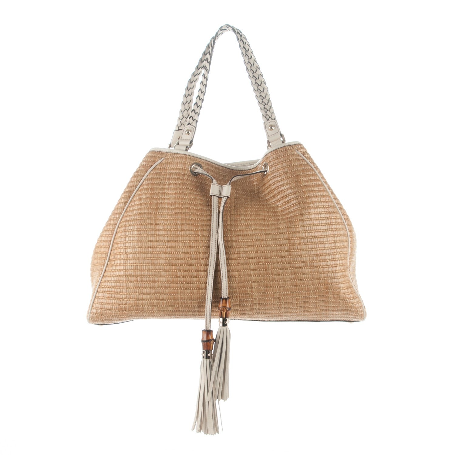 Gucci Straw Peggy Braided Tote Off White 1 of 6