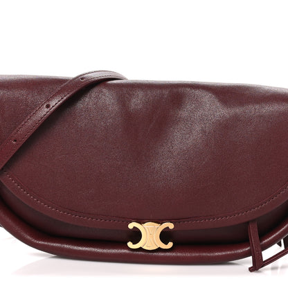 Celine Shiny Lambskin Soft Triomphe Little Half Moon Bag Syrah 6 of 8