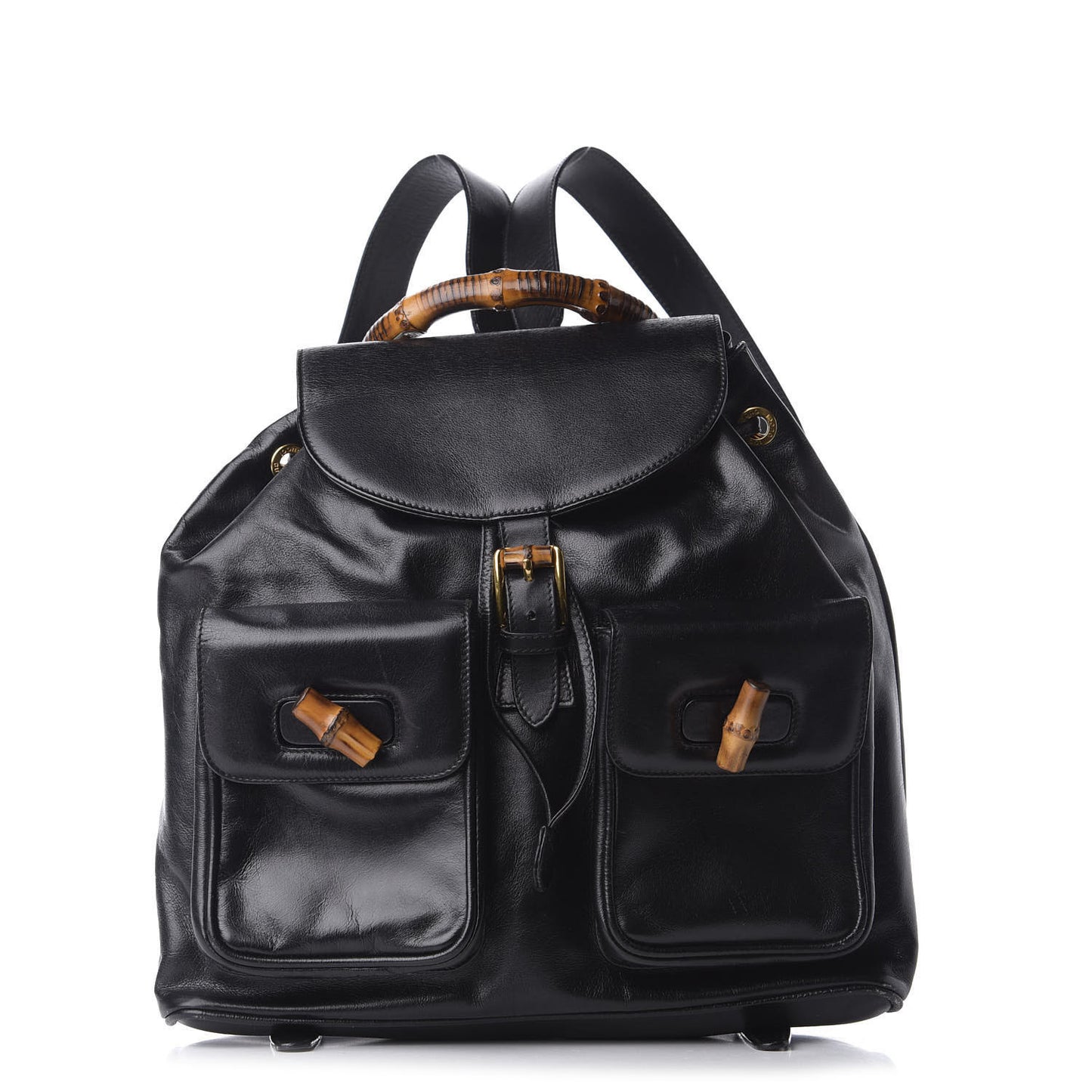 Calfskin Bamboo Backpack Black
